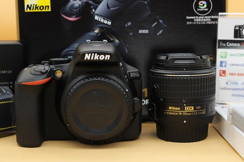 ขาย Nikon D5600 + Lens AF-P DX 18-55mm VR สภาพสวยใหม่ เครื่องประกันร้านec-mallถึง 05/08/63 ชัตเตอร์ 38 รูป เมนูไทย มีWiFi/Bluetoothในตัว จอติดฟิล์มแล้ว อุป
